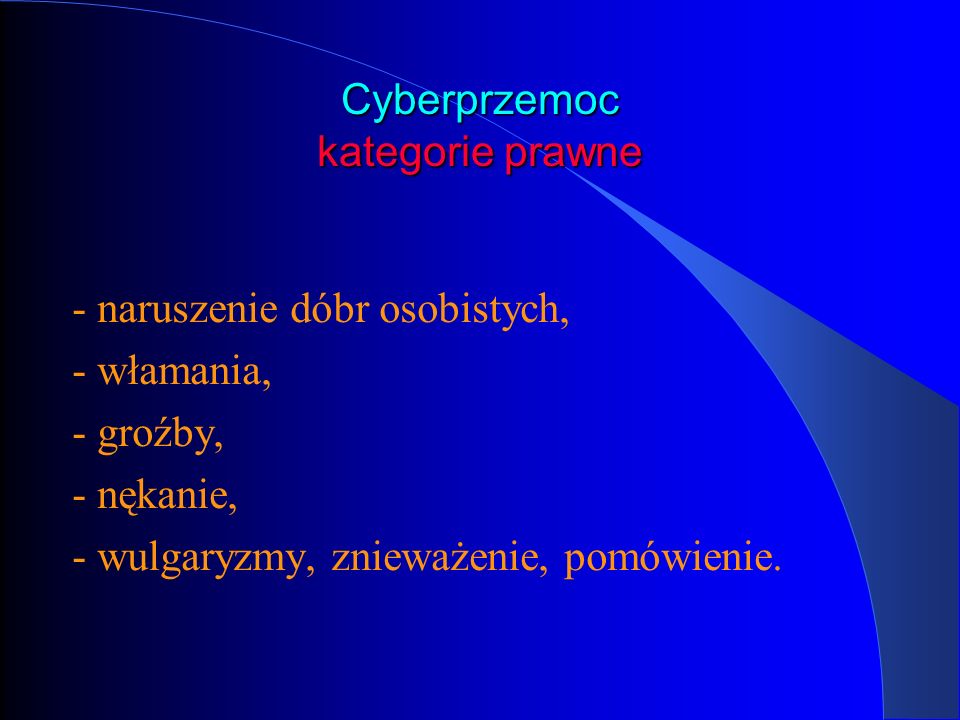 Cyberprzemoc kategorie prawne
