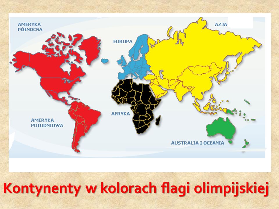 Kontynenty w kolorach flagi olimpijskiej