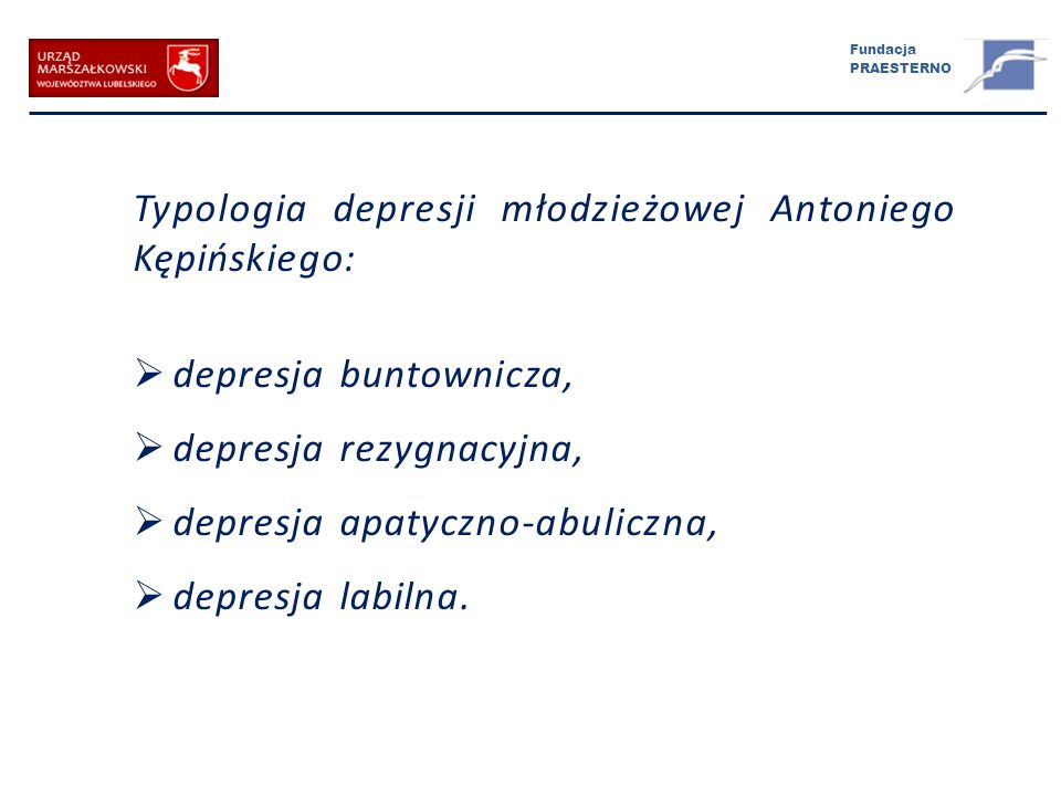 Typologia depresji młodzieżowej Antoniego Kępińskiego: