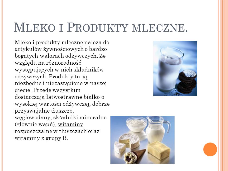 Mleko i Produkty mleczne.