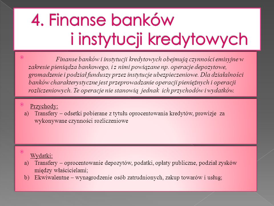 4. Finanse banków i instytucji kredytowych