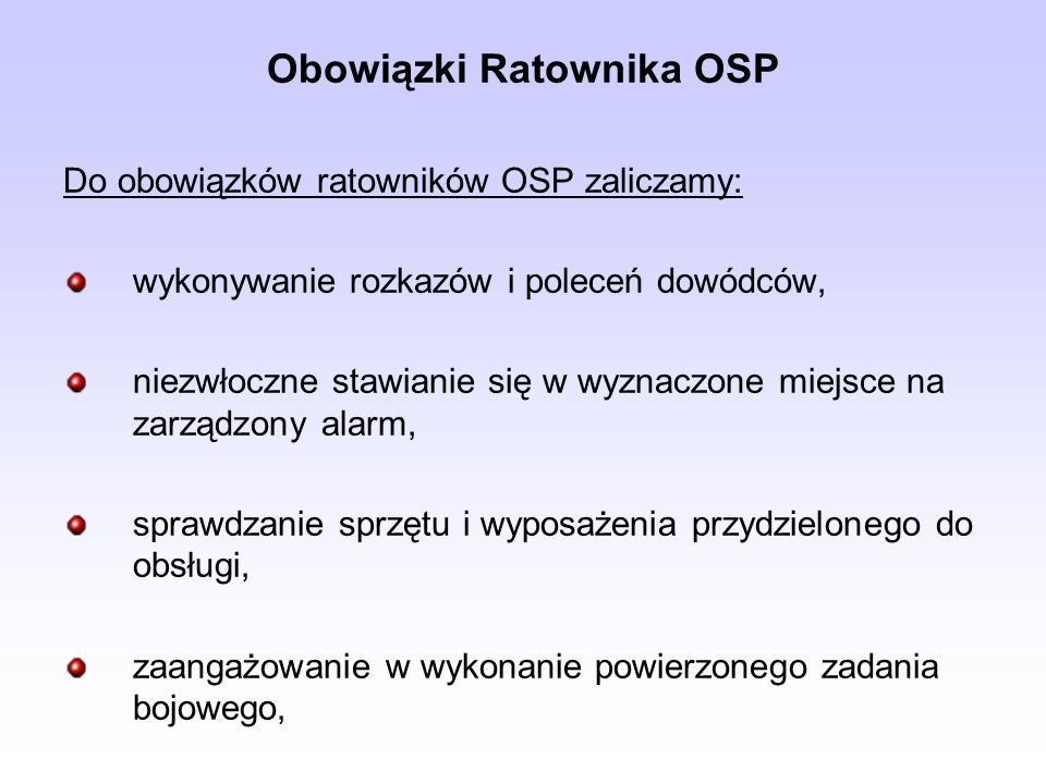 Obowiązki Ratownika OSP