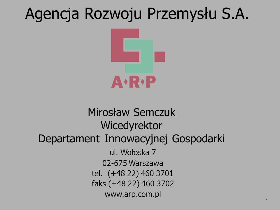 Agencja Rozwoju Przemysłu S.A. - Ppt Pobierz