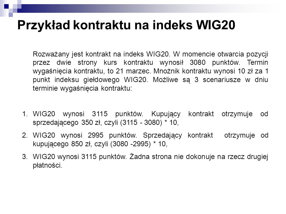 Przykład kontraktu na indeks WIG20