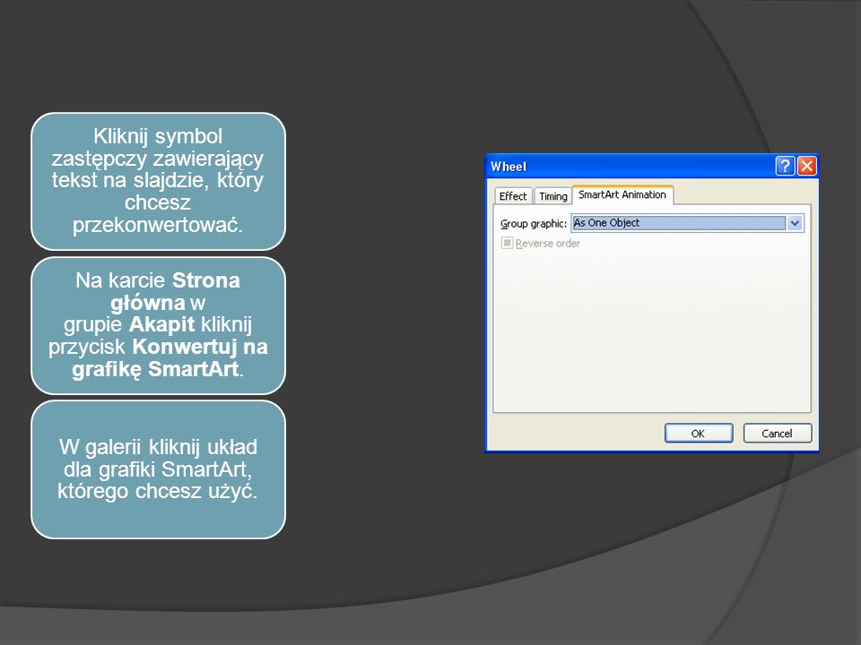 W galerii kliknij układ dla grafiki SmartArt, którego chcesz użyć.