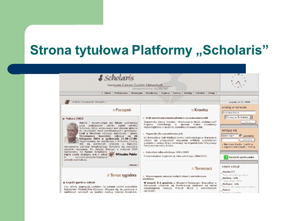 Strona tytułowa Platformy „Scholaris