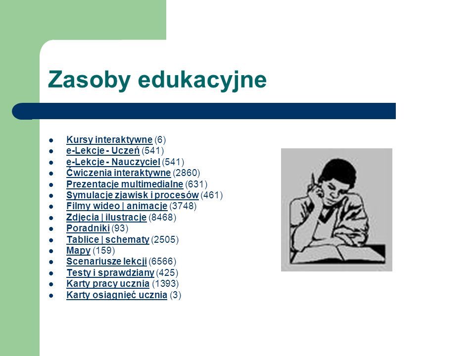 Zasoby edukacyjne Kursy interaktywne (6) e-Lekcje - Uczeń (541)
