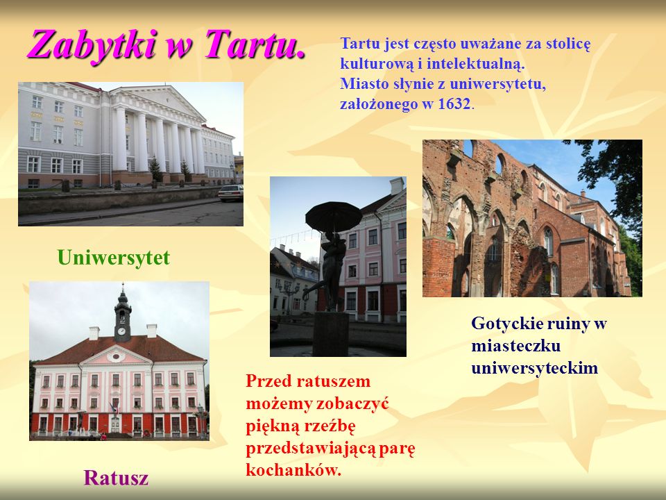 Zabytki w Tartu. Uniwersytet Ratusz