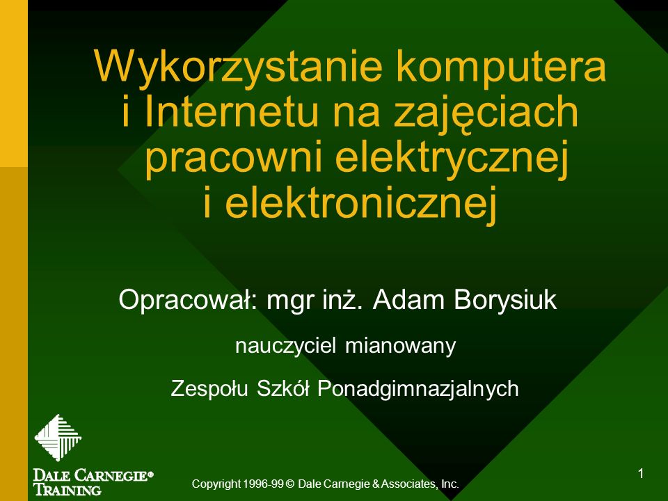 Wykorzystanie komputera i Internetu na zajęciach pracowni elektrycznej i elektronicznej