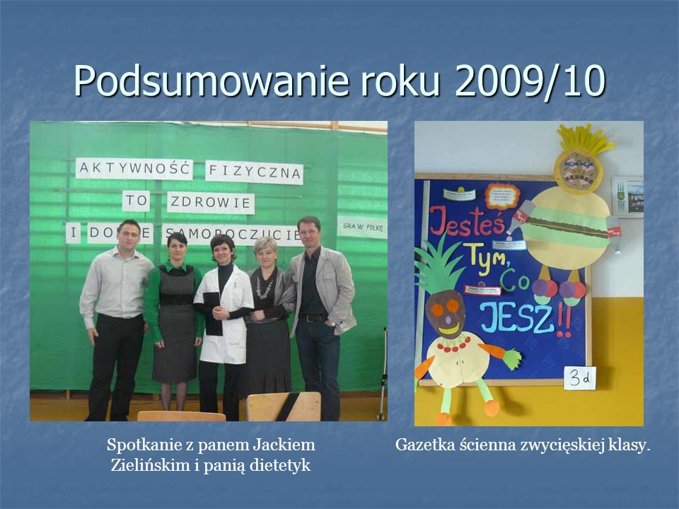 Podsumowanie roku 2009/10 Spotkanie z panem Jackiem Zielińskim i panią dietetyk.