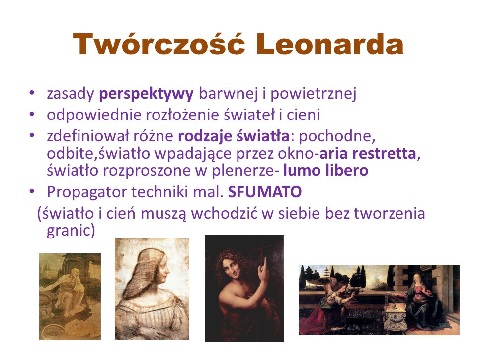 Twórczość Leonarda zasady perspektywy barwnej i powietrznej