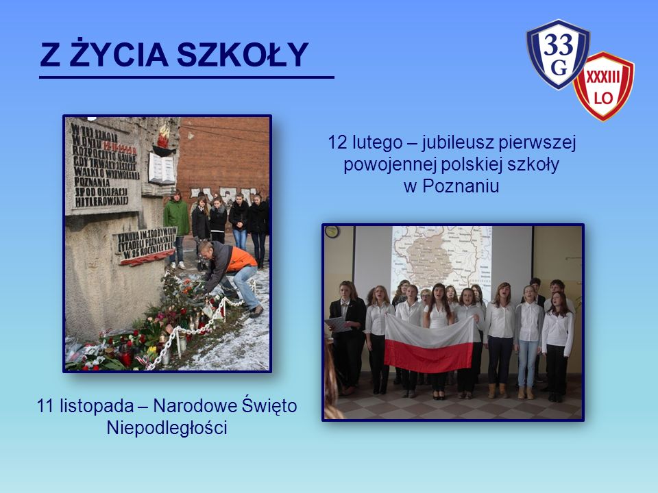 Z ŻYCIA SZKOŁY 12 lutego – jubileusz pierwszej powojennej polskiej szkoły.