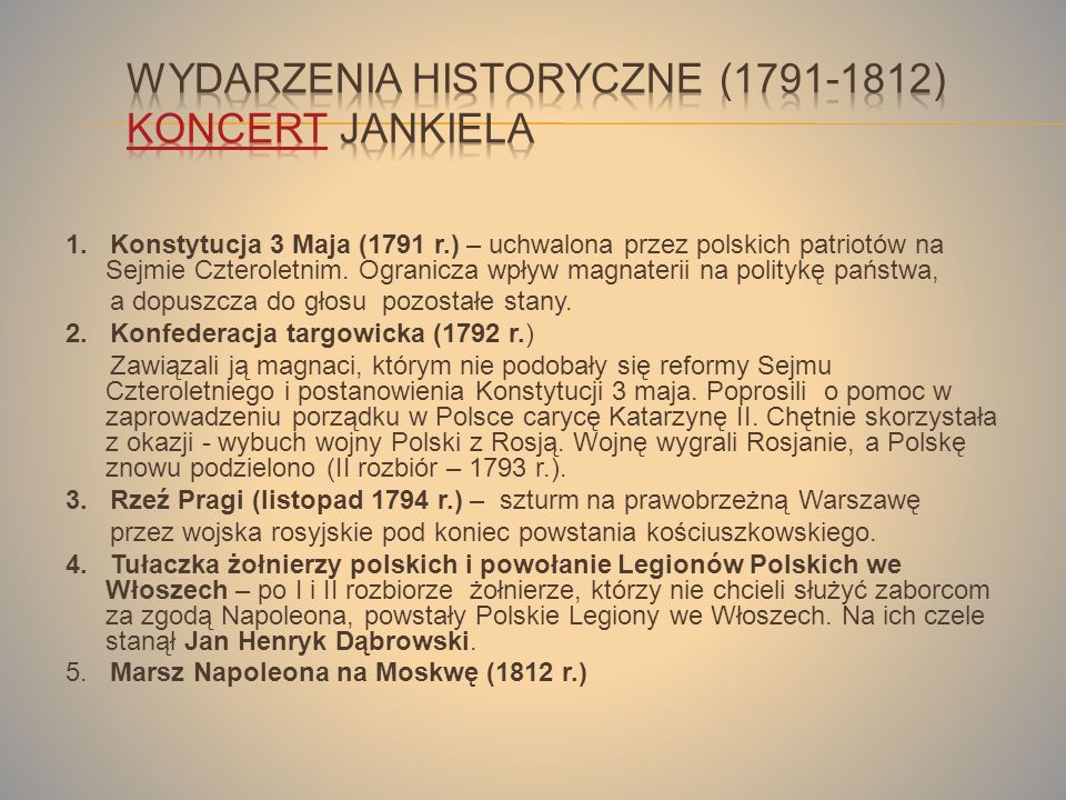 Wydarzenia historyczne ( ) Koncert Jankiela