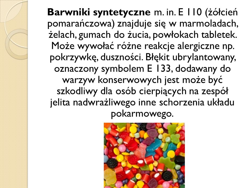 Barwniki syntetyczne m. in