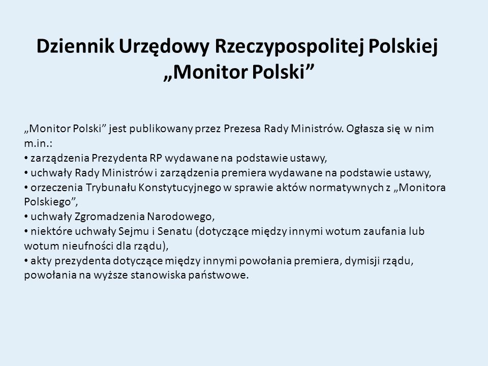 Dziennik Urzędowy Rzeczypospolitej Polskiej „Monitor Polski