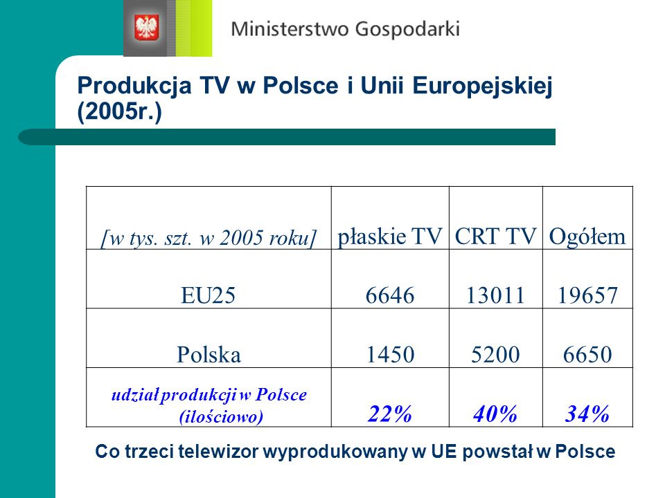 Produkcja TV w Polsce i Unii Europejskiej (2005r.)