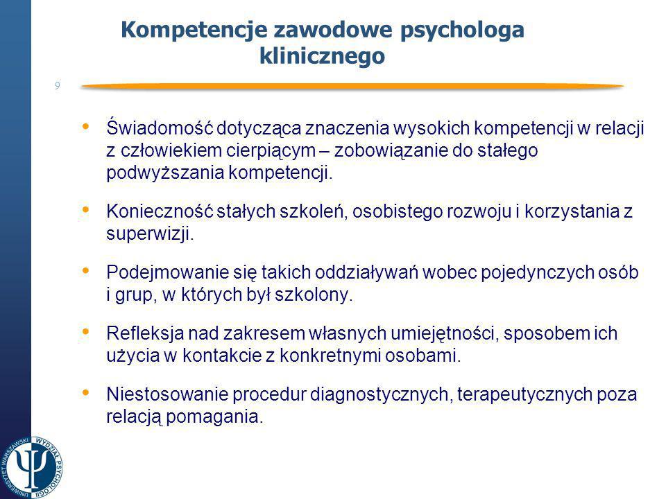 Kompetencje zawodowe psychologa klinicznego