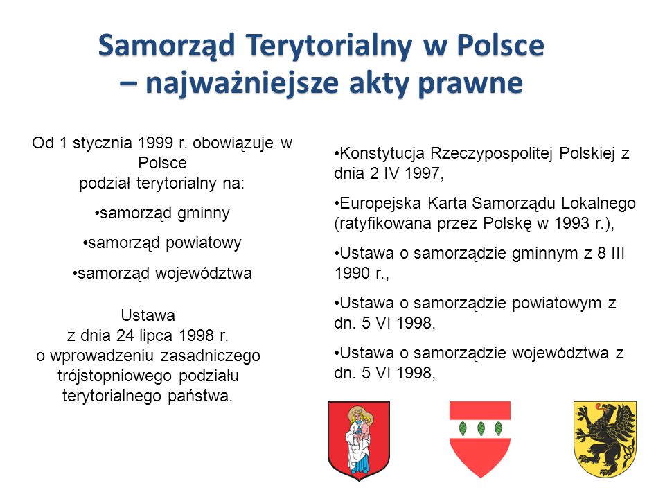 Samorząd Terytorialny w Polsce – najważniejsze akty prawne