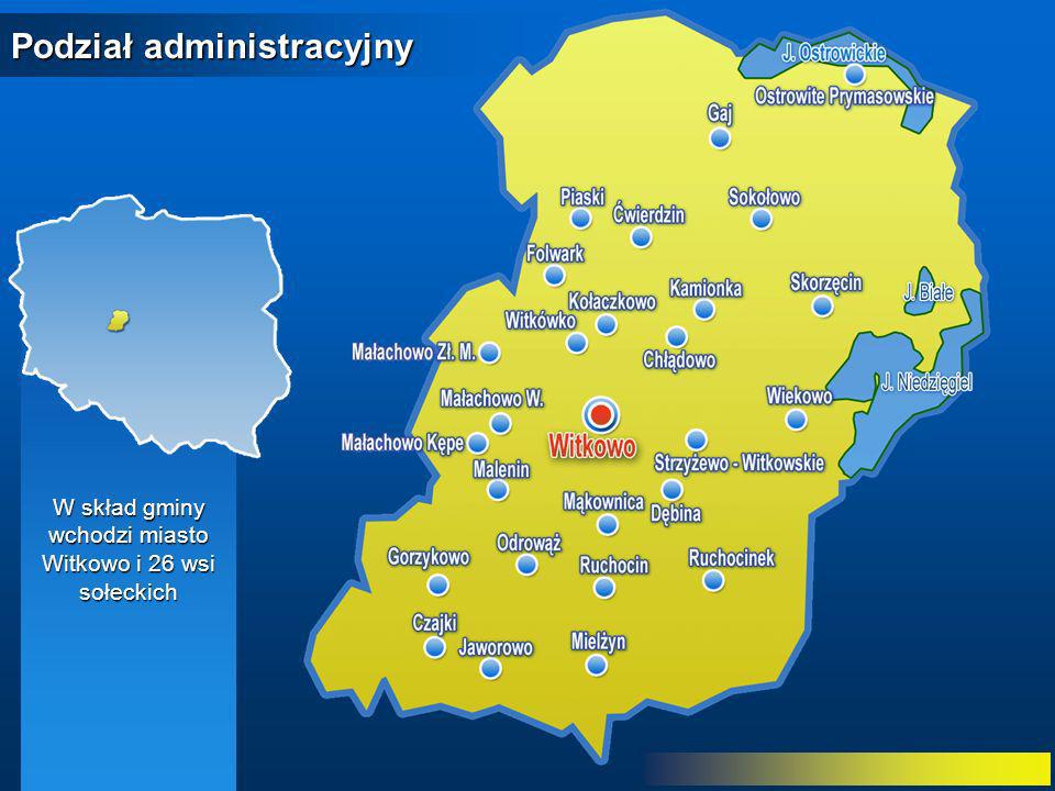 W skład gminy wchodzi miasto Witkowo i 26 wsi sołeckich