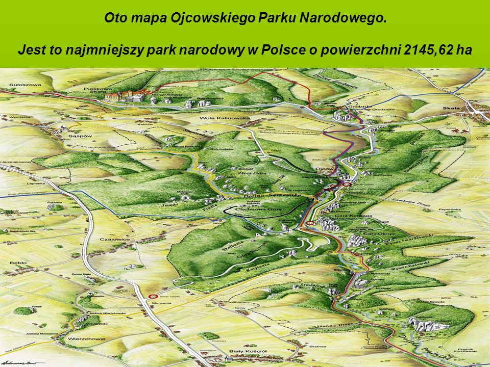 Oto mapa Ojcowskiego Parku Narodowego