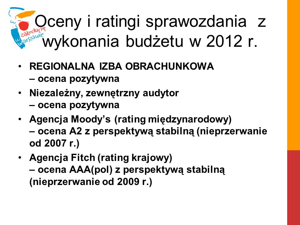 Oceny i ratingi sprawozdania z wykonania budżetu w 2012 r.