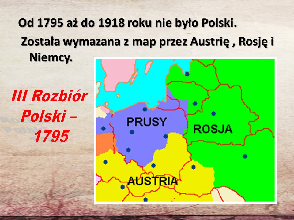 Od 1795 aż do 1918 roku nie było Polski