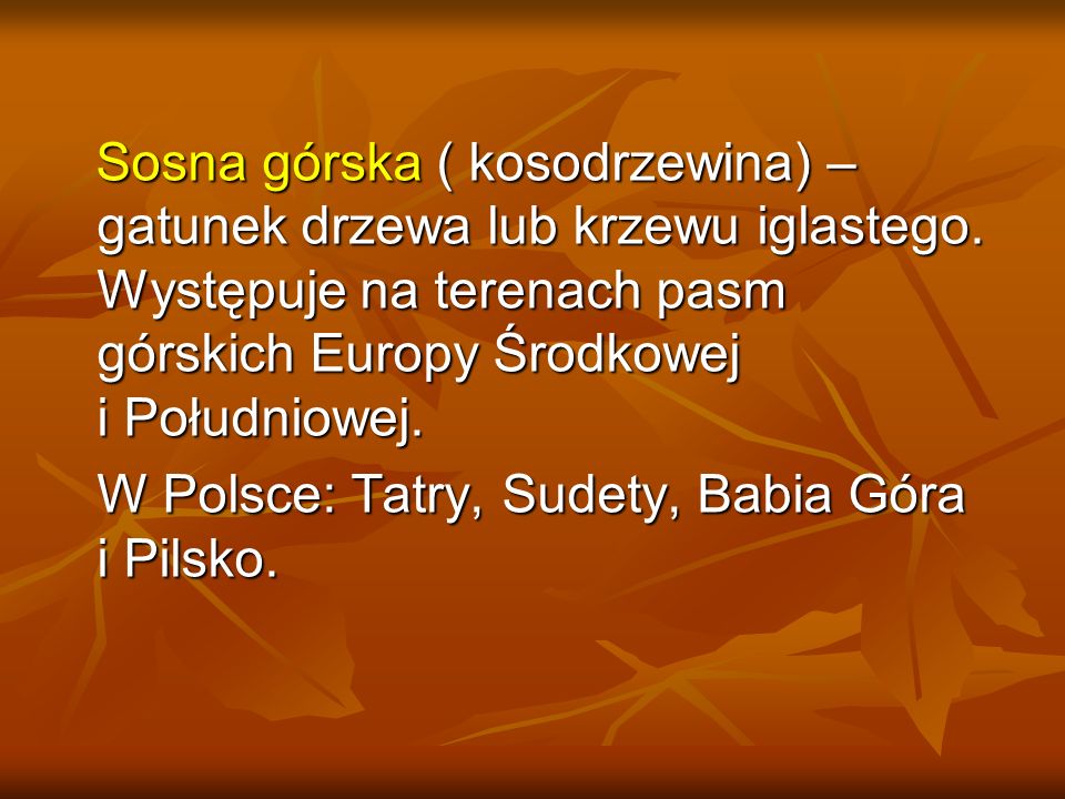 W Polsce: Tatry, Sudety, Babia Góra i Pilsko.