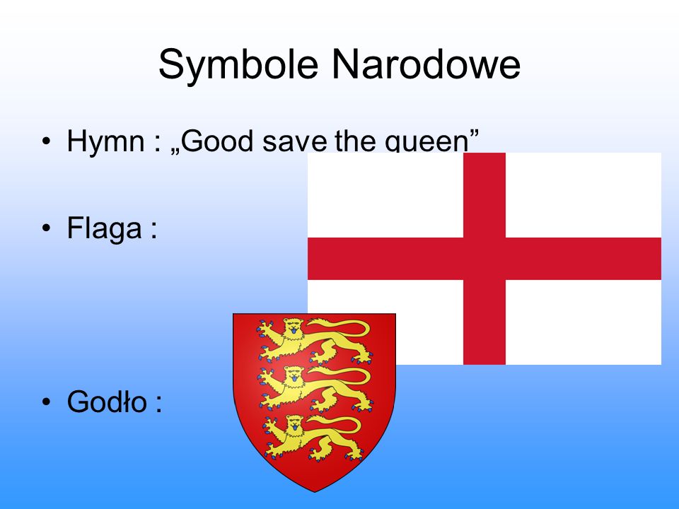 Symbole Narodowe Hymn : „Good save the queen Flaga : Godło :