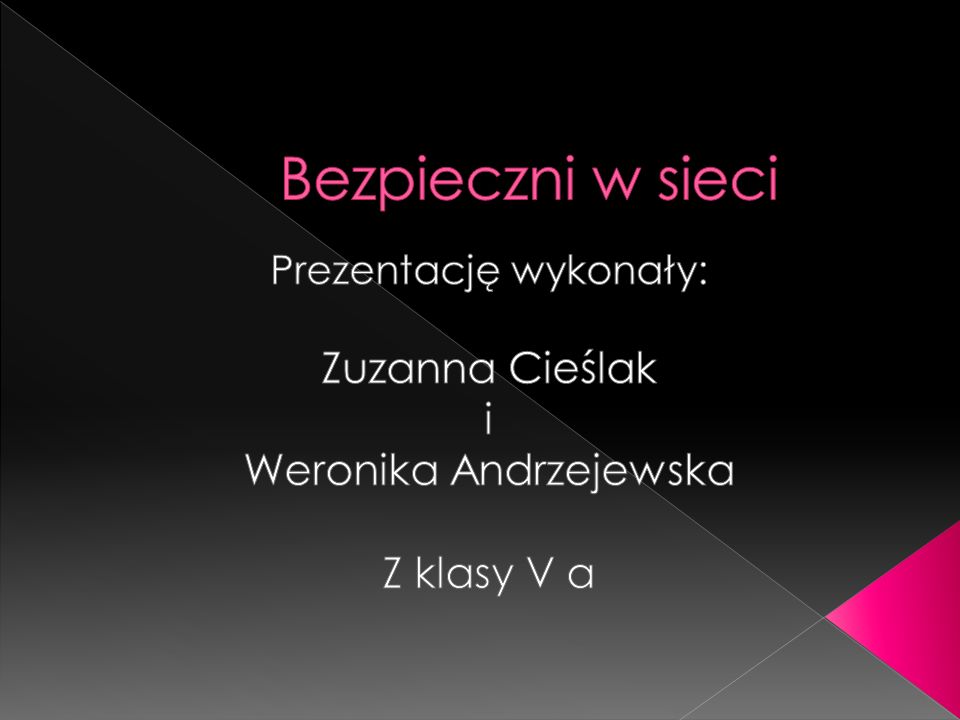 Bezpieczni w sieci Zuzanna Cieślak i Weronika Andrzejewska Z klasy V a