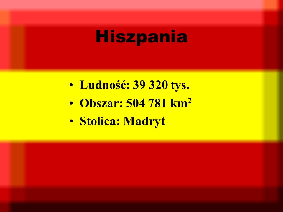 Hiszpania Ludność: tys. Obszar: km2 Stolica: Madryt