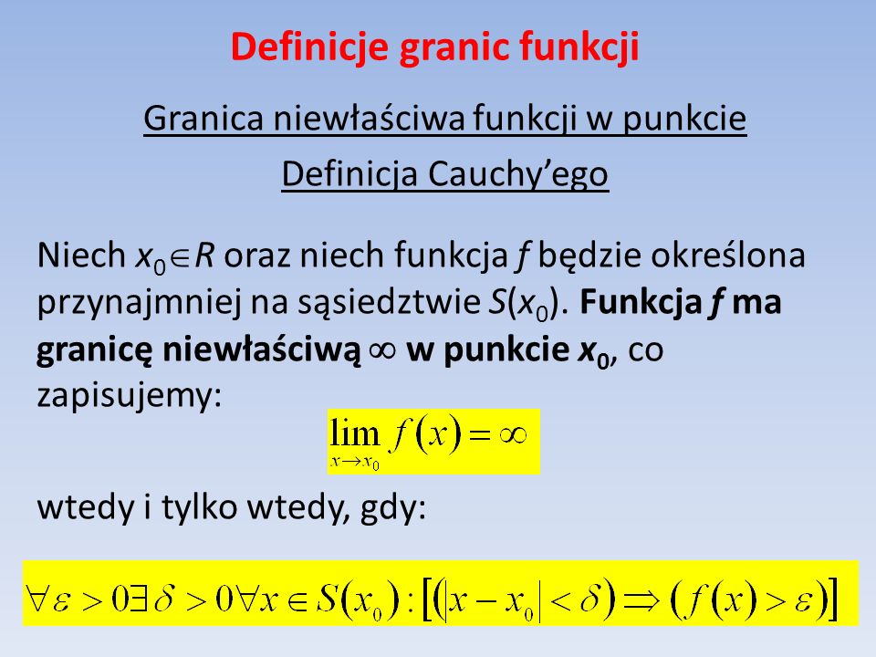 Definicje granic funkcji