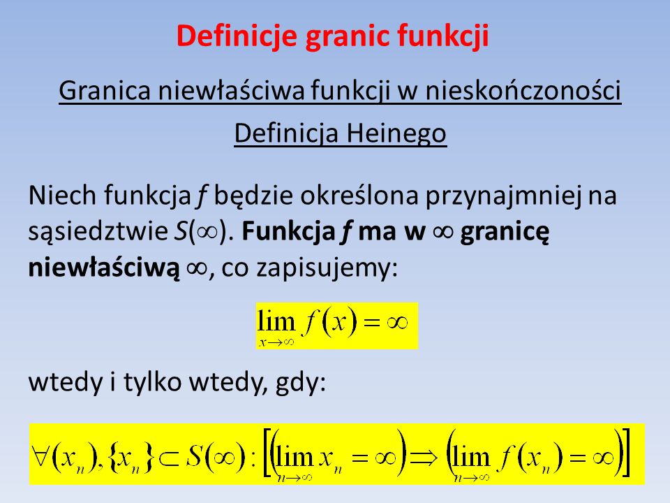 Definicje granic funkcji