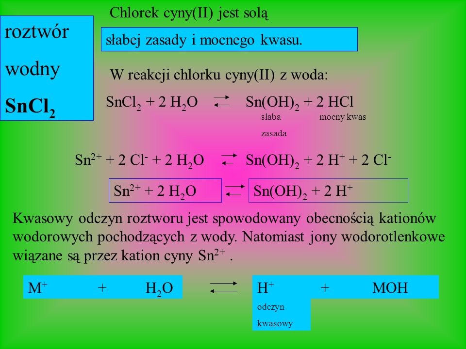 roztwór wodny SnCl2 Chlorek cyny(II) jest solą