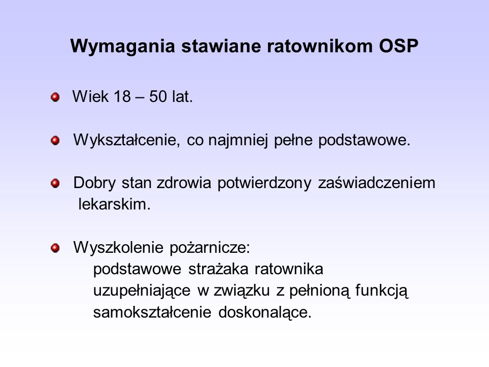 Wymagania stawiane ratownikom OSP