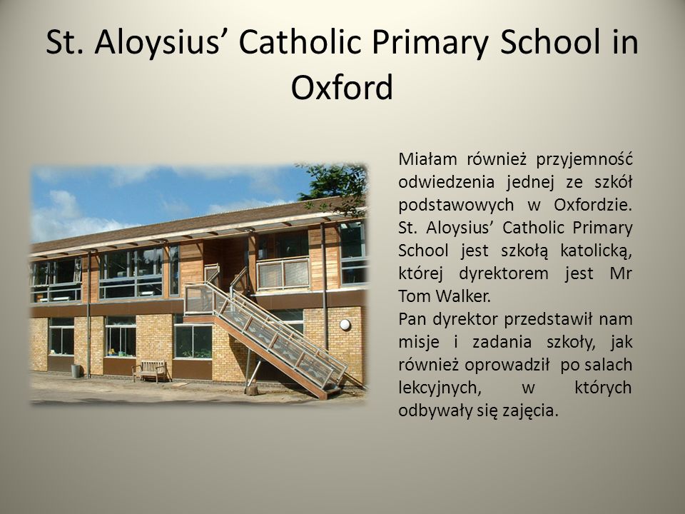St. Aloysius’ Catholic Primary School in Oxford