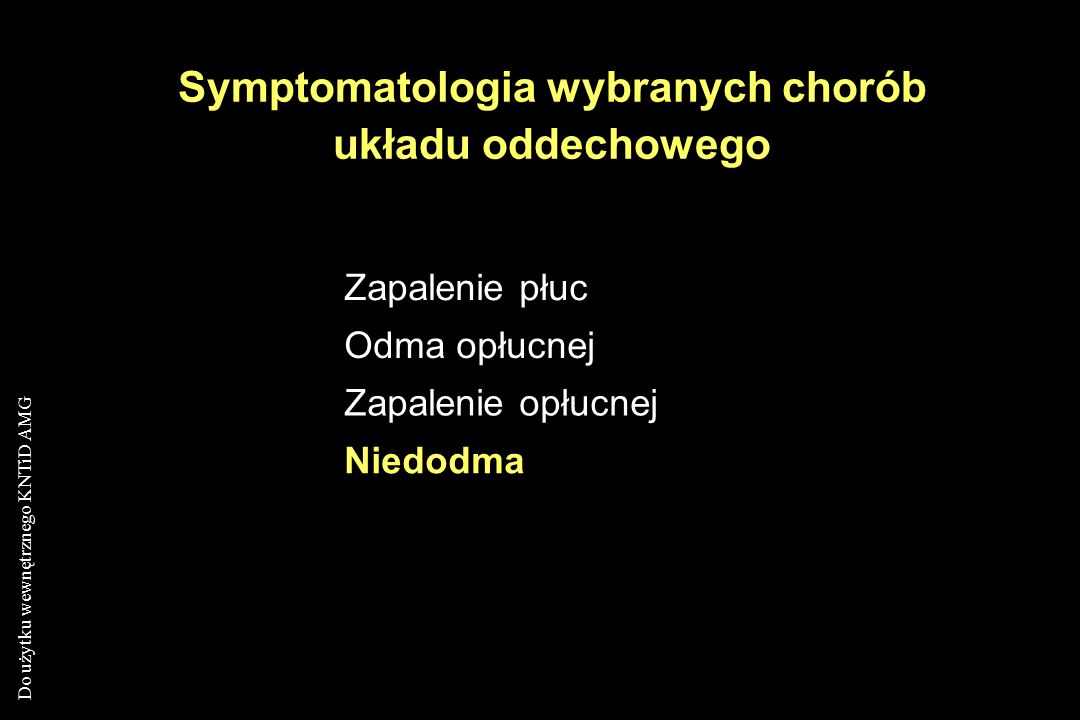 Symptomatologia wybranych chorób układu oddechowego