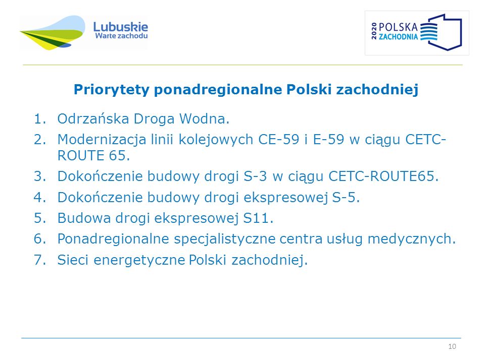 Priorytety ponadregionalne Polski zachodniej