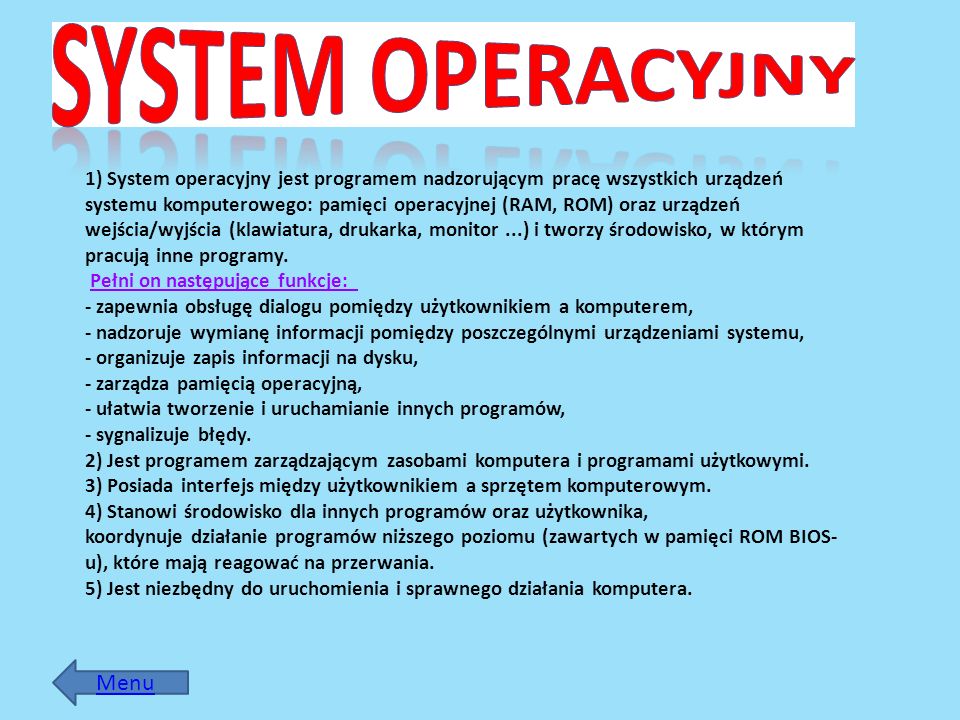 System Operacyjny Menu