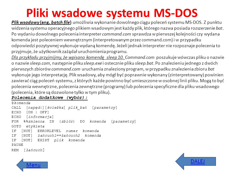 Pliki wsadowe systemu MS-DOS