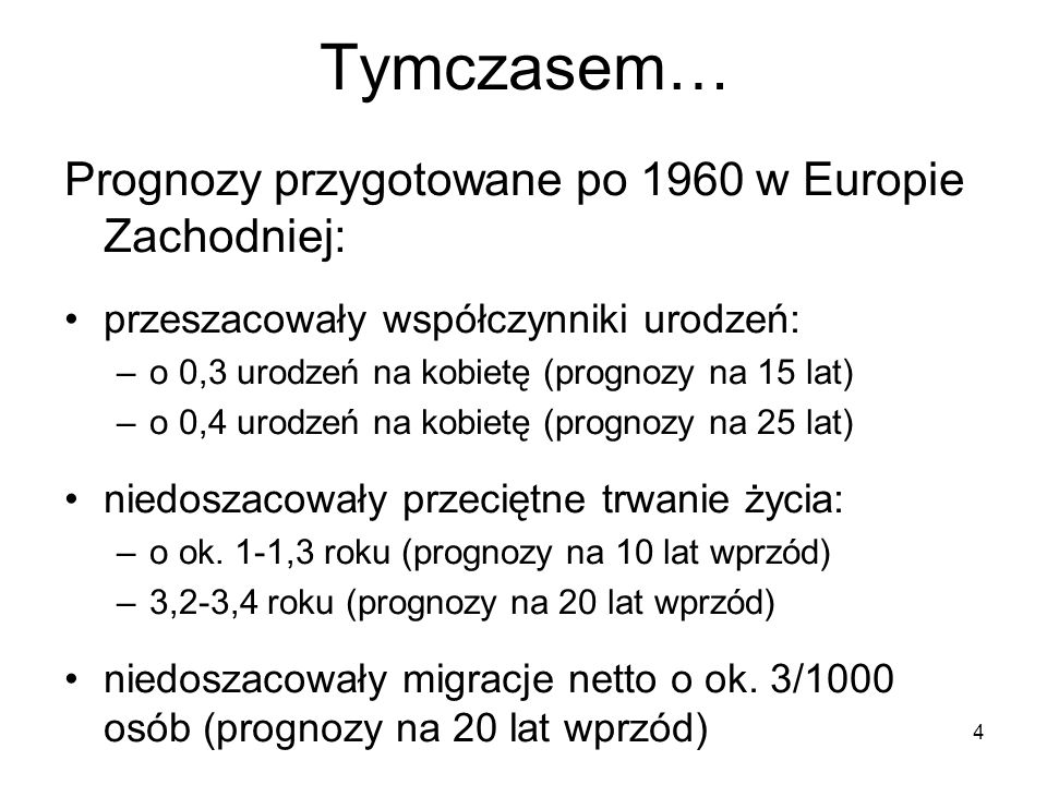 Tymczasem… Prognozy przygotowane po 1960 w Europie Zachodniej:
