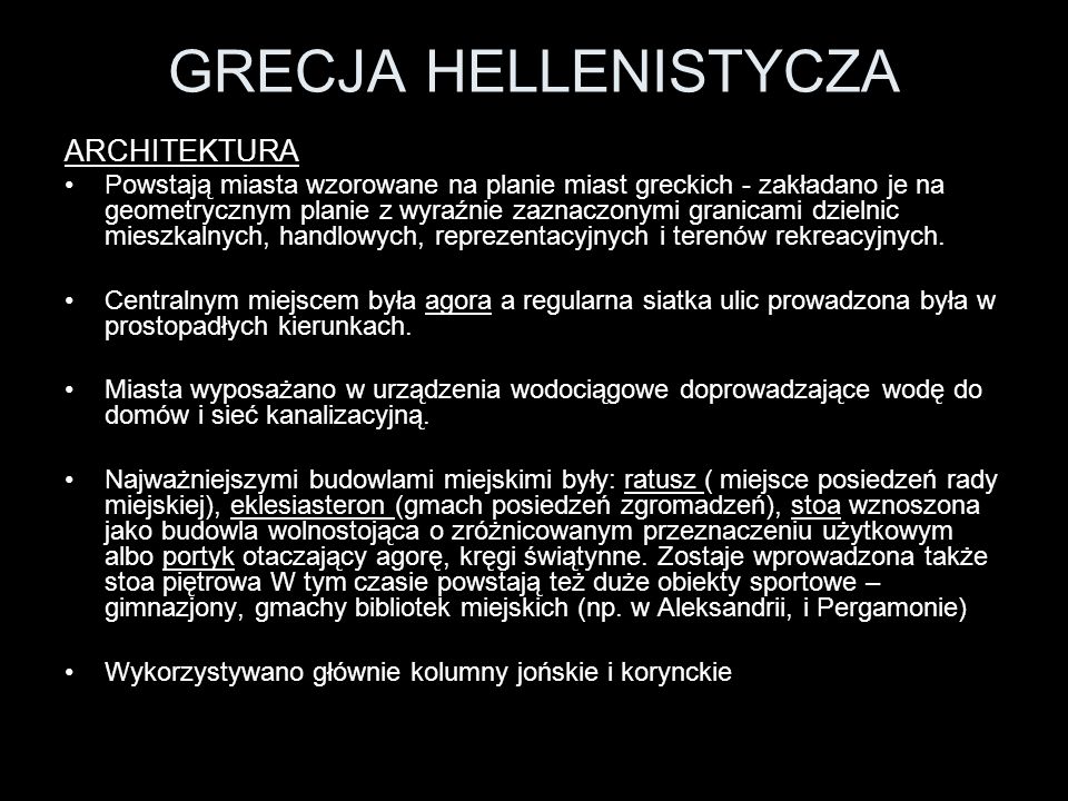 GRECJA HELLENISTYCZA ARCHITEKTURA