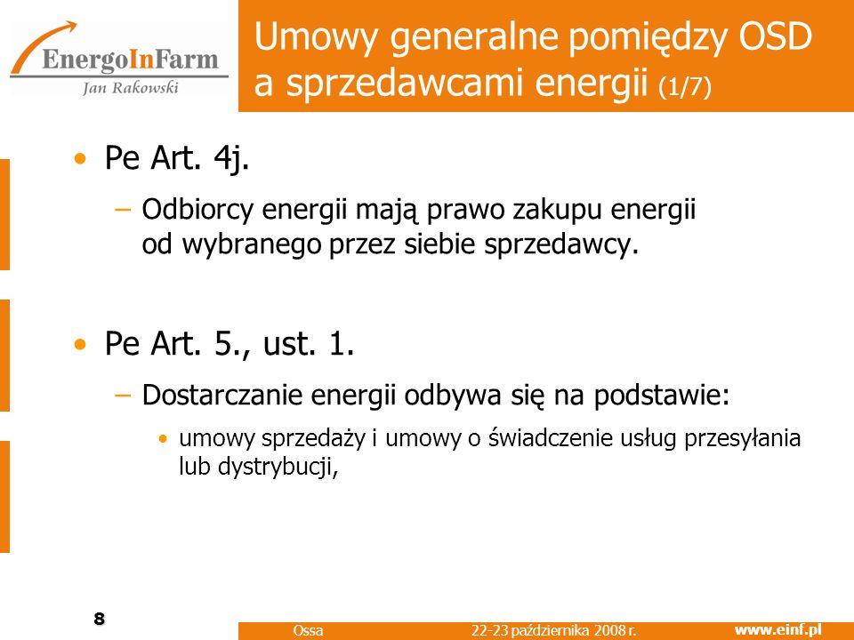 Umowy generalne pomiędzy OSD a sprzedawcami energii (1/7)
