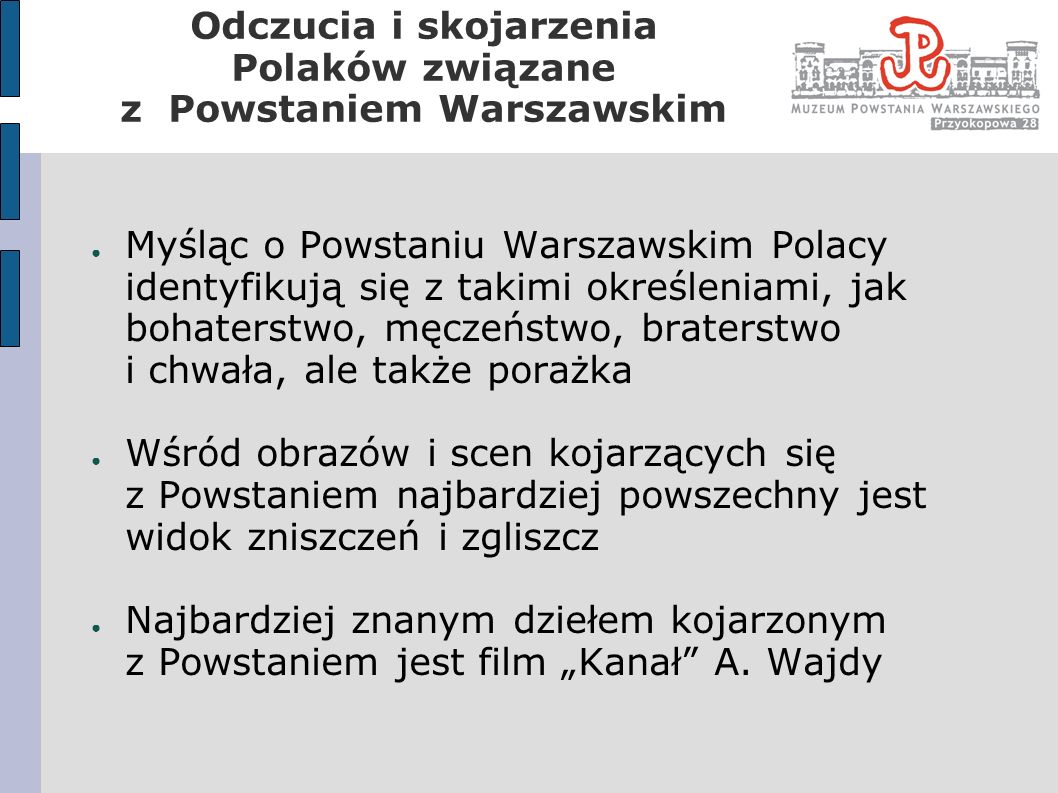 Odczucia i skojarzenia Polaków związane z Powstaniem Warszawskim