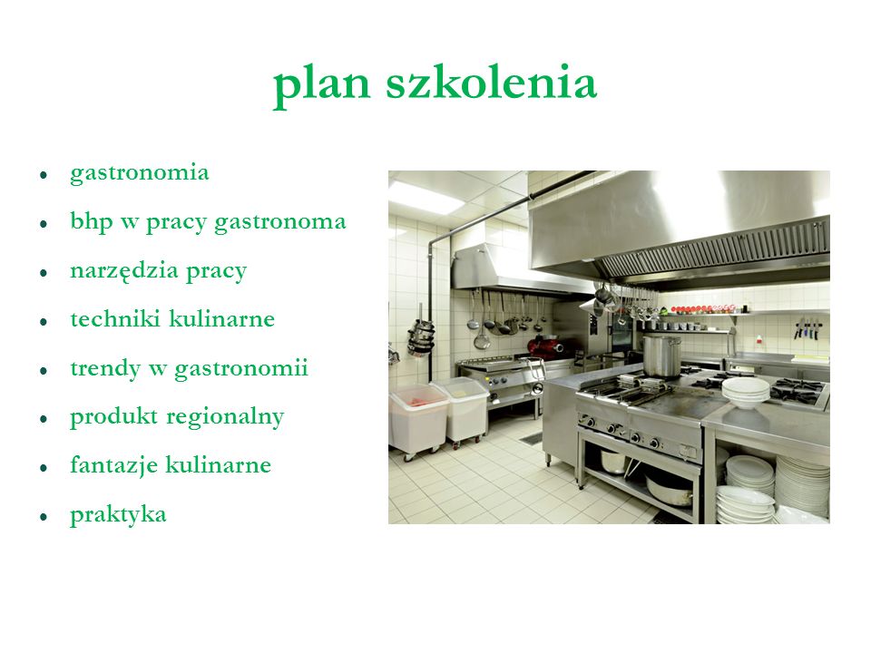 plan szkolenia gastronomia bhp w pracy gastronoma narzędzia pracy