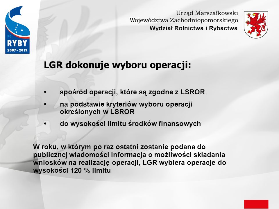 LGR dokonuje wyboru operacji:
