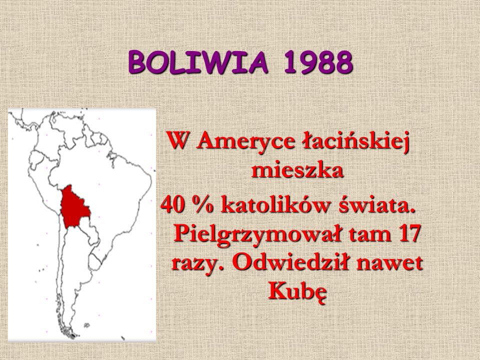 BOLIWIA 1988 W Ameryce łacińskiej mieszka