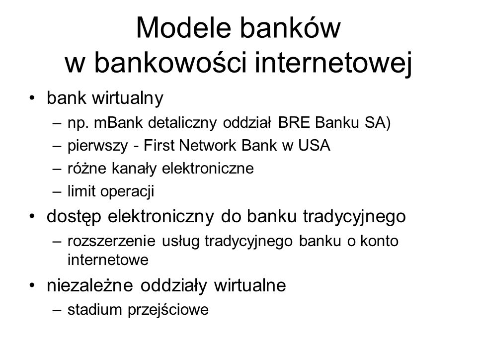 Modele banków w bankowości internetowej