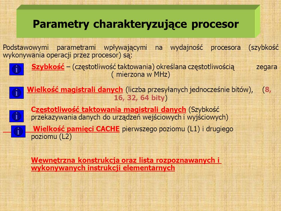 Parametry charakteryzujące procesor