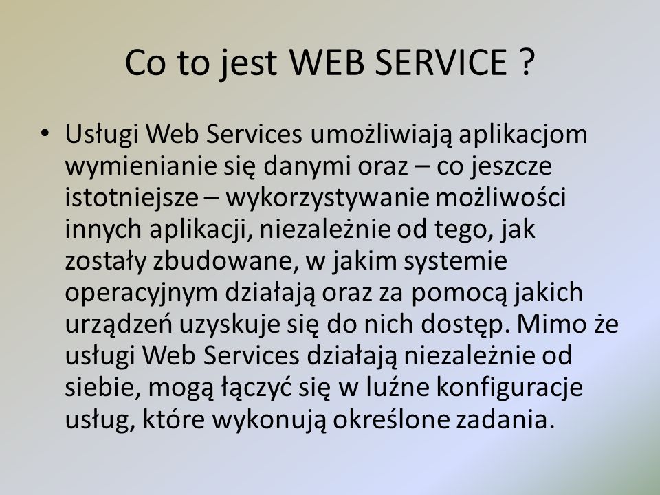 Co to jest WEB SERVICE