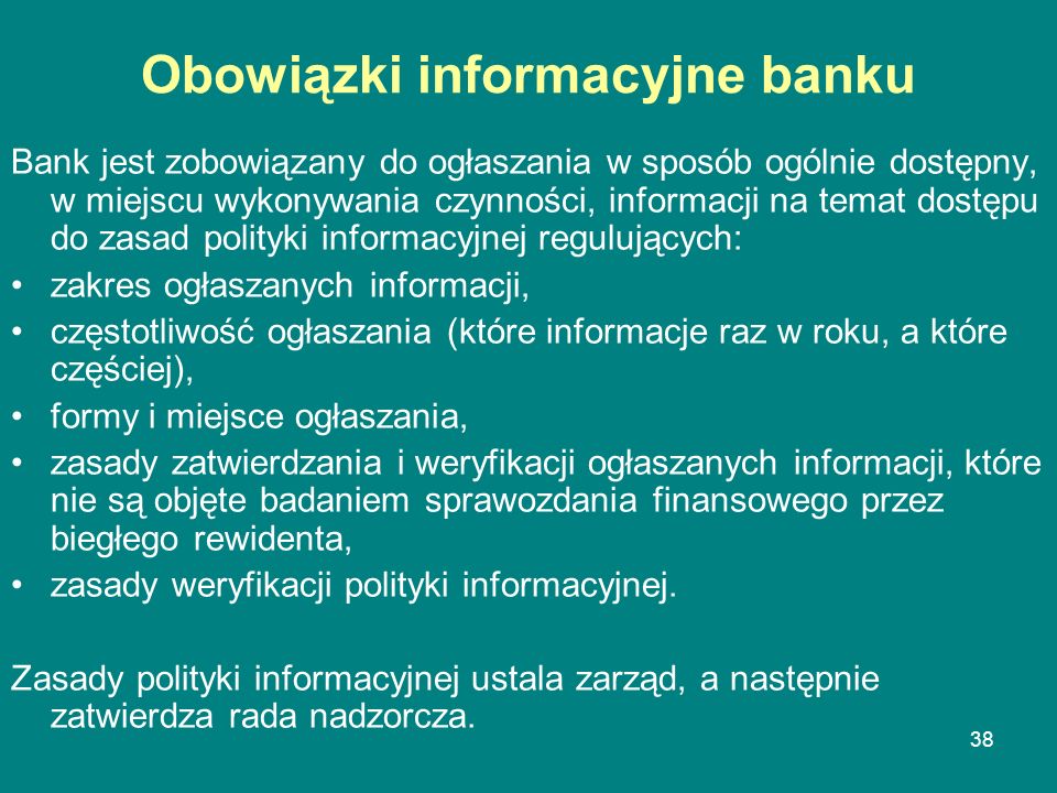 Obowiązki informacyjne banku